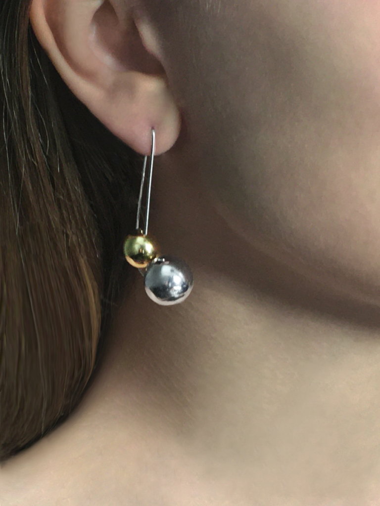 Olympe X-Long earring silver and yellow vermeil
