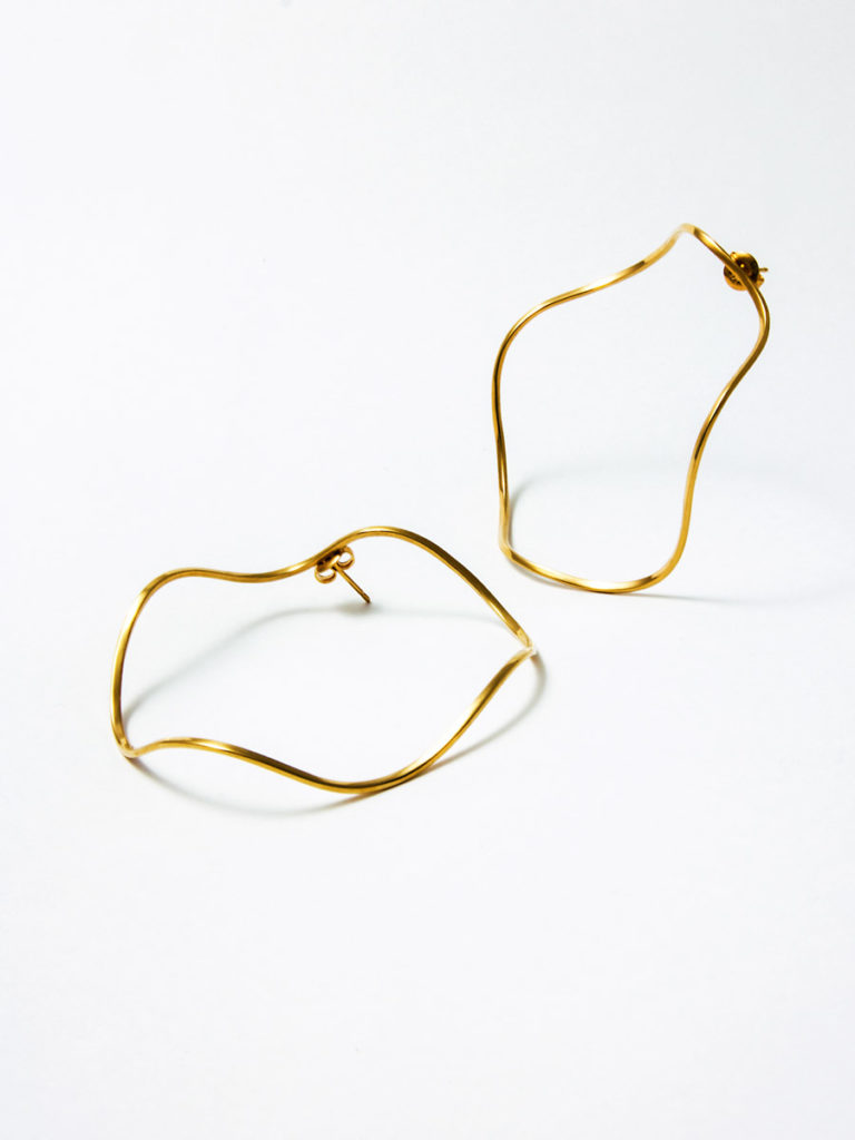 Waves earrings yellow vermeil